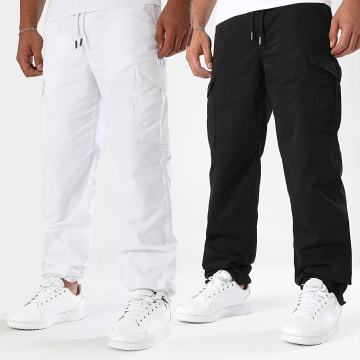 LBO - Lot De 2 Pantalons Cargo Relaxed Chevilles Resserrées 3849 3848 Blanc Noir